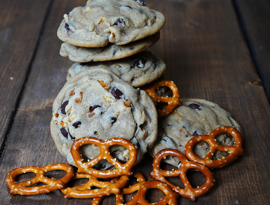 Angie's Chocolate Chip Cookies with Salted Pretzels baked in