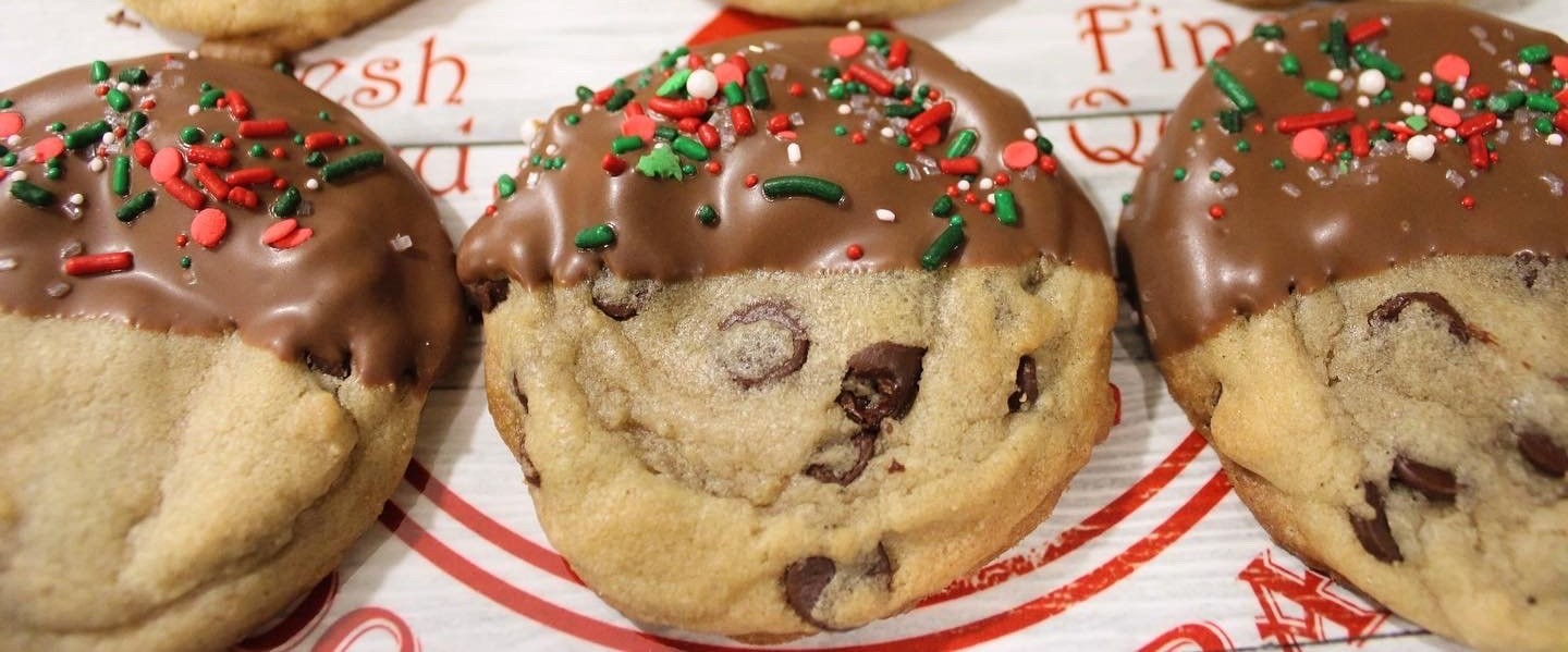 Chocolate Chip Cookies Dipped in Gourmet Chocolate – Holiday Edition | Operation Cookies