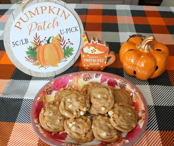 Pumpkin Cookies with white chocolate chips and butterscotch chips