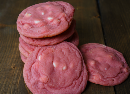 Strawberry Almond cookies with white chocolate chips (contains almond extract)