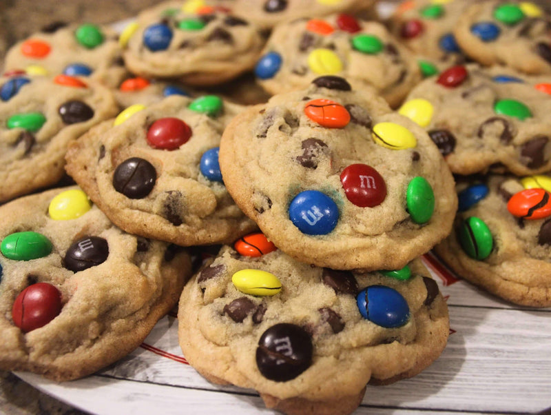 colorful m&m chocolate chip cookies