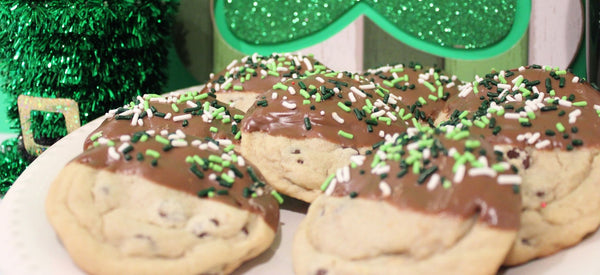 Angie's St. Patrick's Day Chocolate Dipped Chocolate Chip Cookies "Dippers"