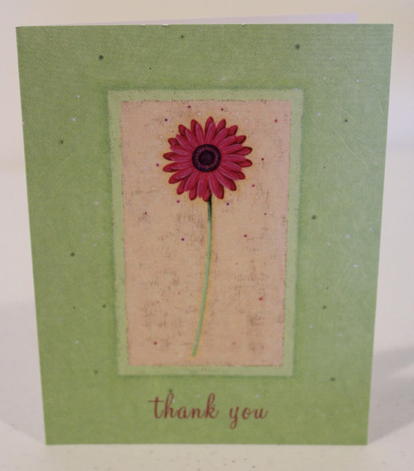 Green flower "Thank you" Card