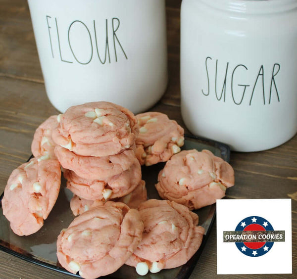 Strawberry Almond cookies with white chocolate chips (contains almond extract)